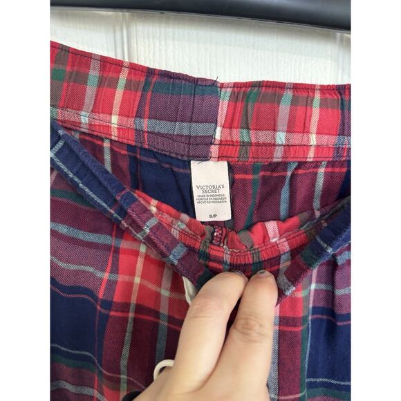 Victoria’s Secret Red Flannel Plaid Pajama Set Size Small Christmas PJs Cozy - Picture 12 of 13
